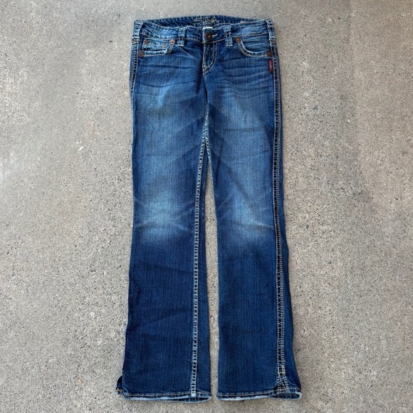 Silver Jeans Denim - Silver Jeans Frances Bootcut Dark Wash Thick Stitching Jeans Women's Size 26x31